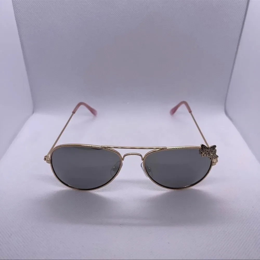 The Children's Place Girl's Pink Metal Butterfly Aviator Sunglasses